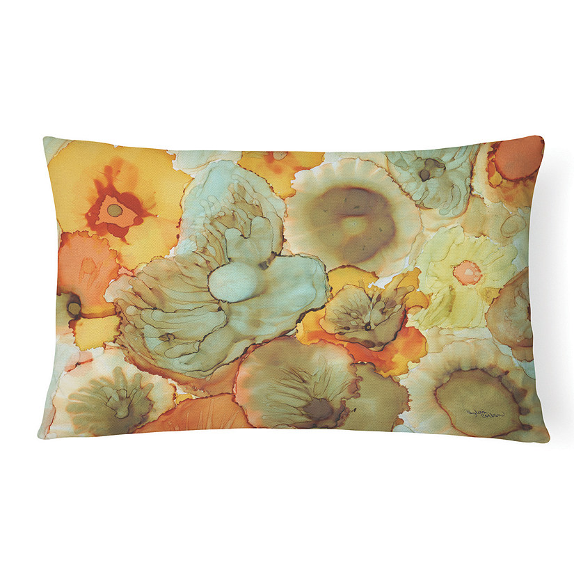 Caroline's Treasures Abstract Flowers Teal and Orange Canvas Fabric Decorative Pillow, 12 x 16, Flowers Image