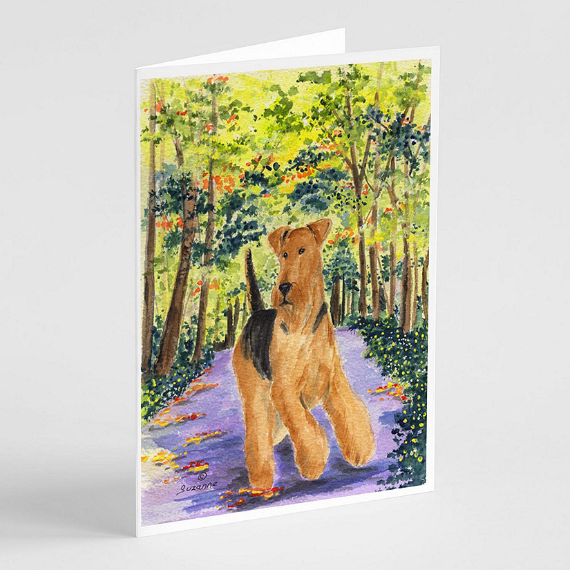 Caroline's Treasures Airedale Greeting Cards and Envelopes Pack of 8, 7 x 5, Dogs Image