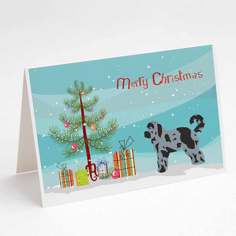 Caroline's Treasures Aussiedoodle #2 Christmas Tree Greeting Cards and Envelopes Pack of 8, 7 x 5, Dogs Image