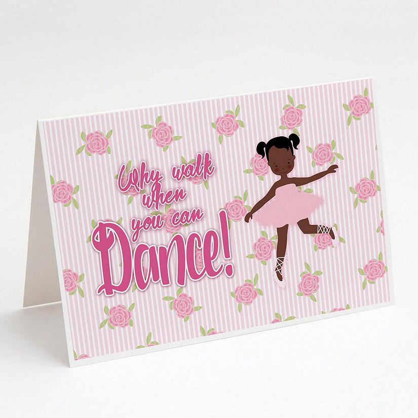 Caroline's Treasures Ballet African American Pigtails Greeting Cards and Envelopes Pack of 8, 7 x 5, Sports Image