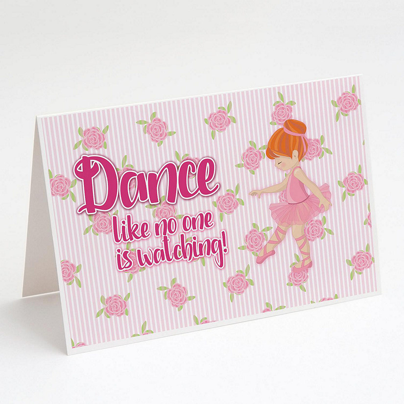 Caroline's Treasures Ballet Dance Red Hair Greeting Cards and Envelopes Pack of 8, 7 x 5, Sports Image