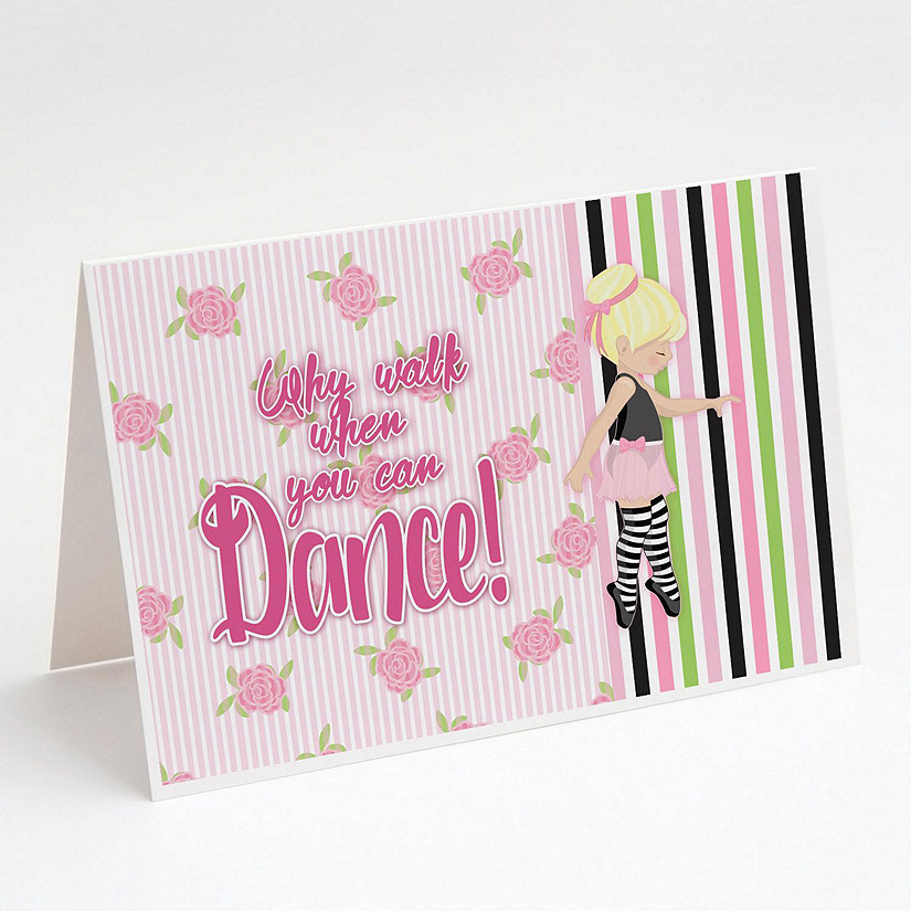 Caroline's Treasures Ballet Dance Stripes Blonde Greeting Cards and Envelopes Pack of 8, 7 x 5, Sports Image