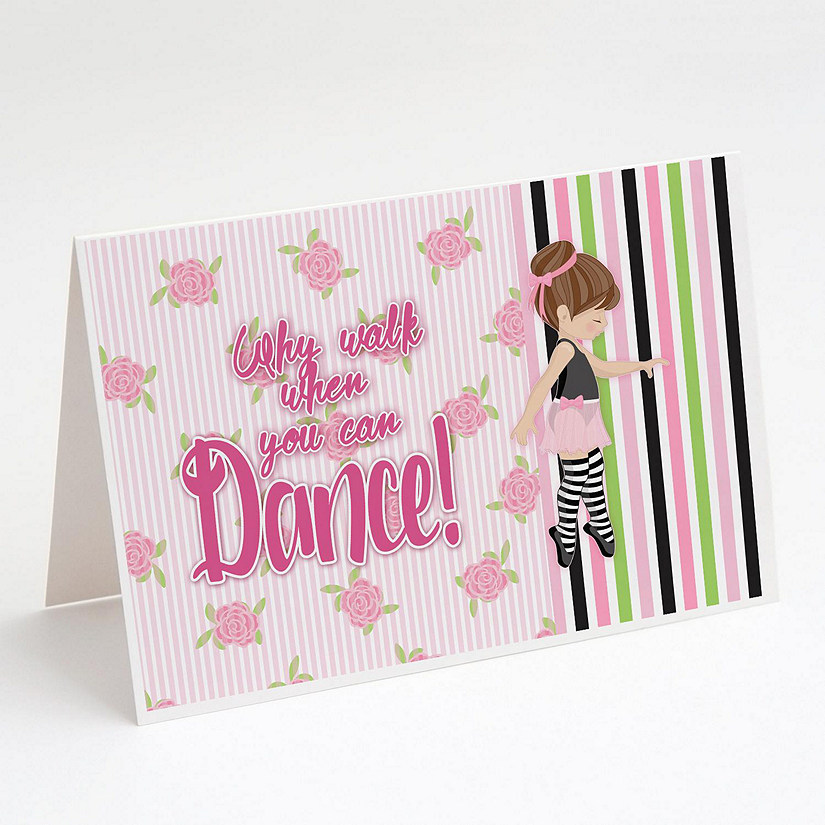 Caroline's Treasures Ballet Dance Stripes Brunette Greeting Cards and Envelopes Pack of 8, 7 x 5, Sports Image
