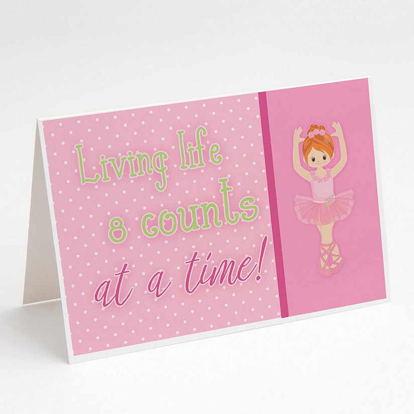Caroline's Treasures Ballet in 8 Counts Red Hair Greeting Cards and Envelopes Pack of 8, 7 x 5, Sports Image