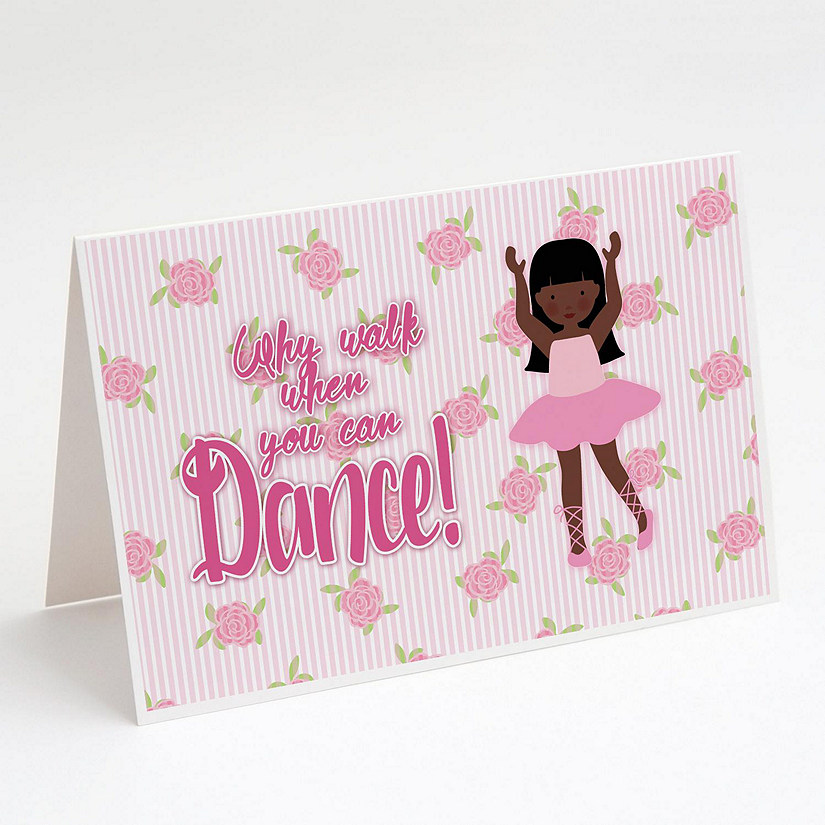 Caroline's Treasures Ballet Long Hair African American Greeting Cards and Envelopes Pack of 8, 7 x 5, Sports Image