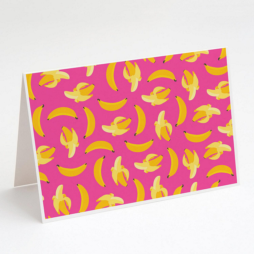 Caroline's Treasures Bananas on Pink Greeting Cards and Envelopes Pack of 8, 7 x 5, Food Image