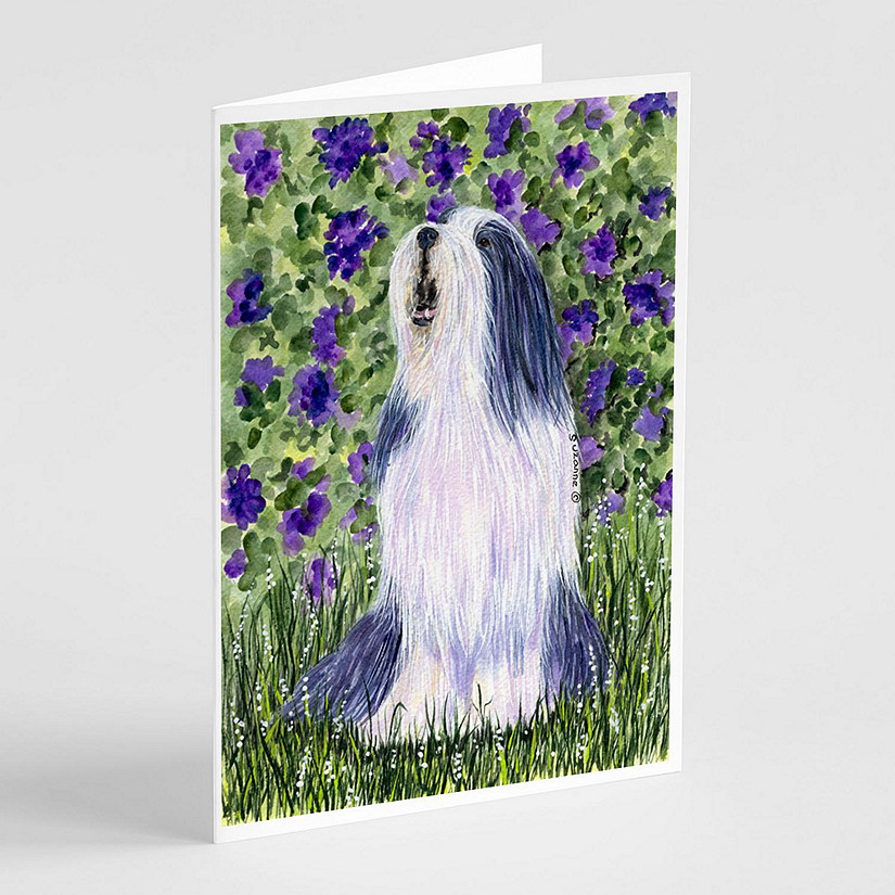 Caroline's Treasures Bearded Collie Greeting Cards and Envelopes Pack of 8, 7 x 5, Dogs Image