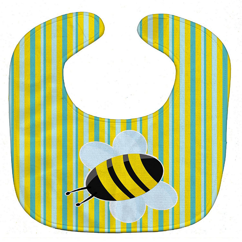 Caroline's Treasures Bee on Stripes Baby Bib, 10 x 13, Insects Image