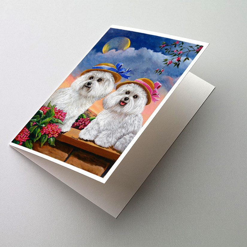 Caroline's Treasures Bichon Frise Soulmates Greeting Cards and Envelopes Pack of 8, 7 x 5, Dogs Image