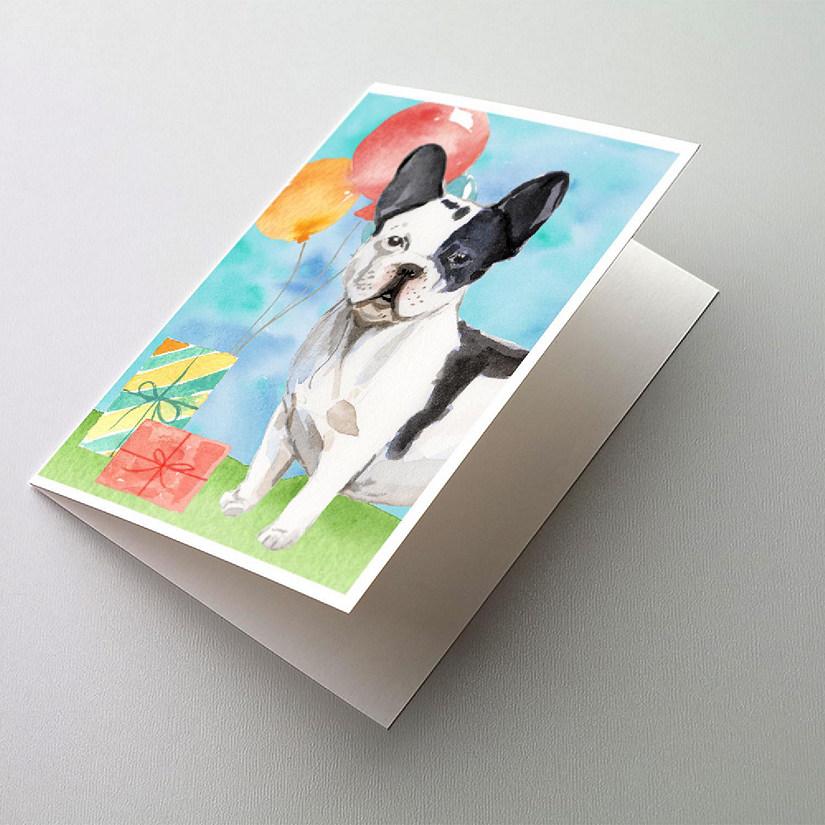 Caroline's Treasures Birthday, Happy Birthday French Bulldog Greeting Cards and Envelopes Pack of 8, 7 x 5, Dogs Image