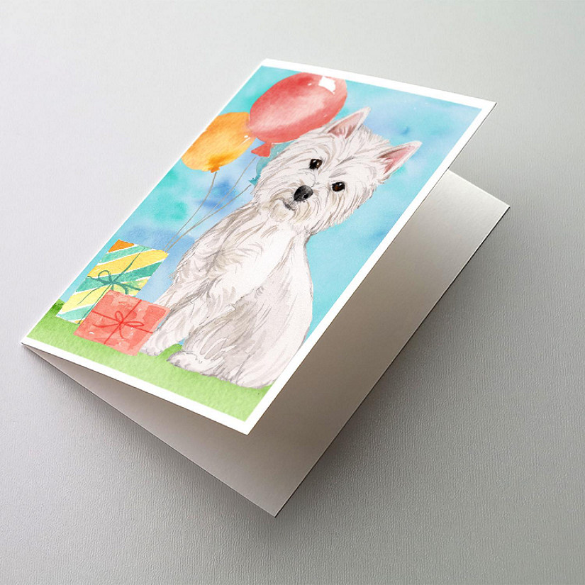Caroline's Treasures Birthday, Happy Birthday Westie Greeting Cards and Envelopes Pack of 8, 7 x 5, Dogs Image