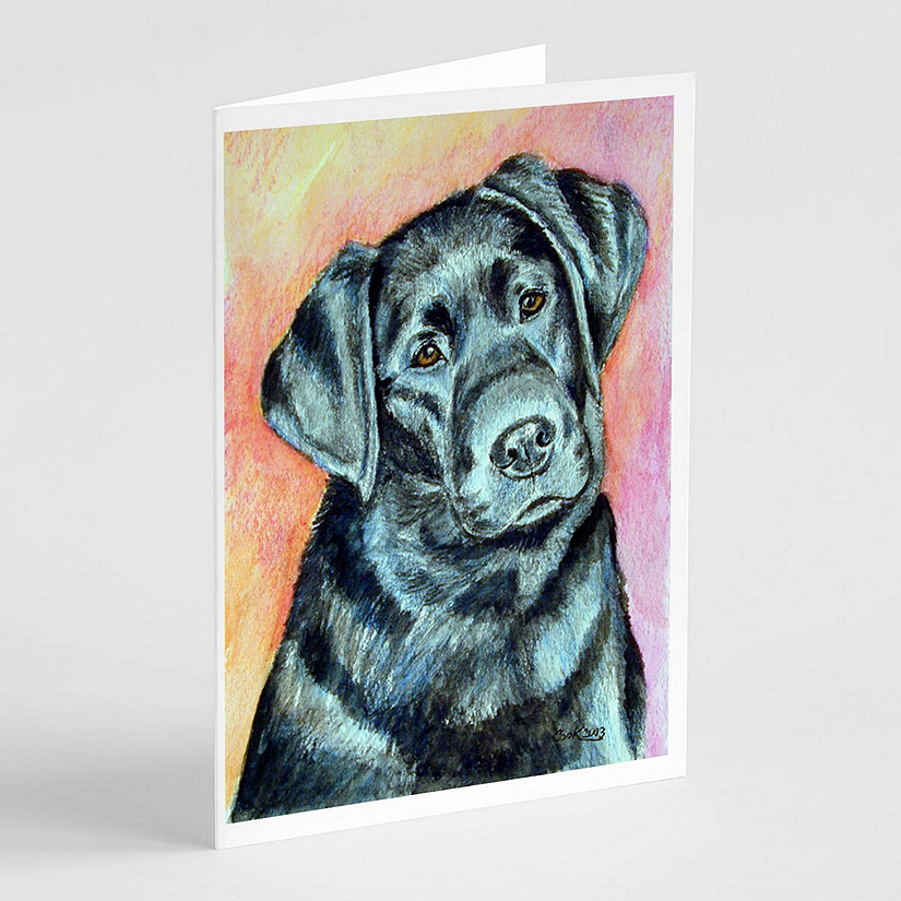 Caroline's Treasures Black Labrador  Greeting Cards and Envelopes Pack of 8, 7 x 5, Dogs Image