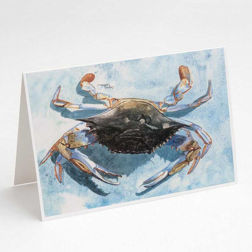 Caroline's Treasures Blue Crab Greeting Cards and Envelopes Pack of 8, 7 x 5, Seafood Image