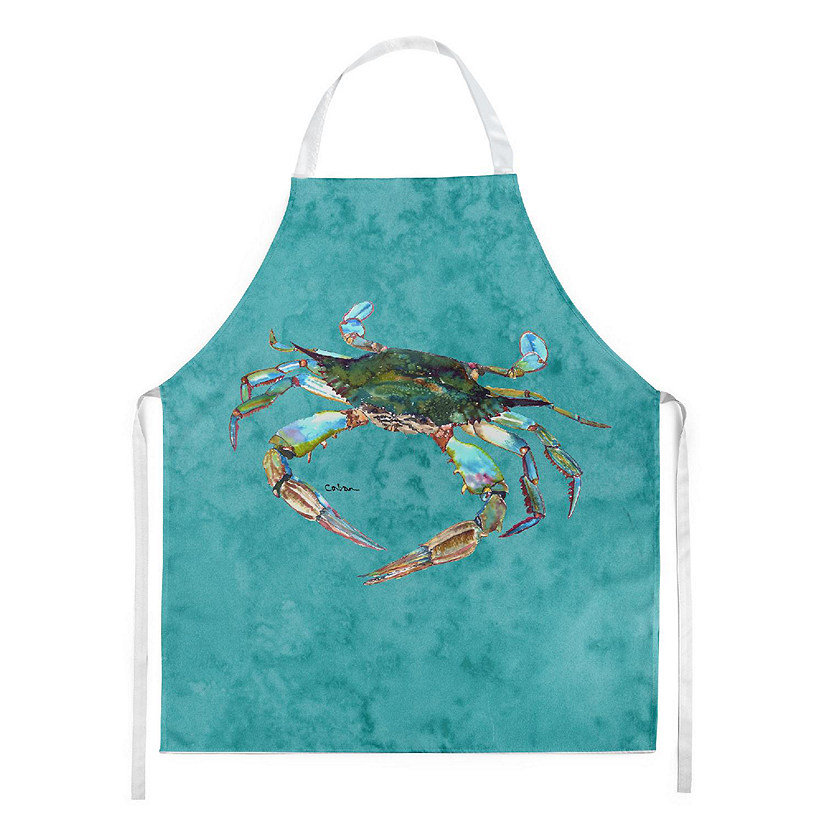 Caroline's Treasures Blue Crab on Teal Apron, 27 x 31, Seafood Image