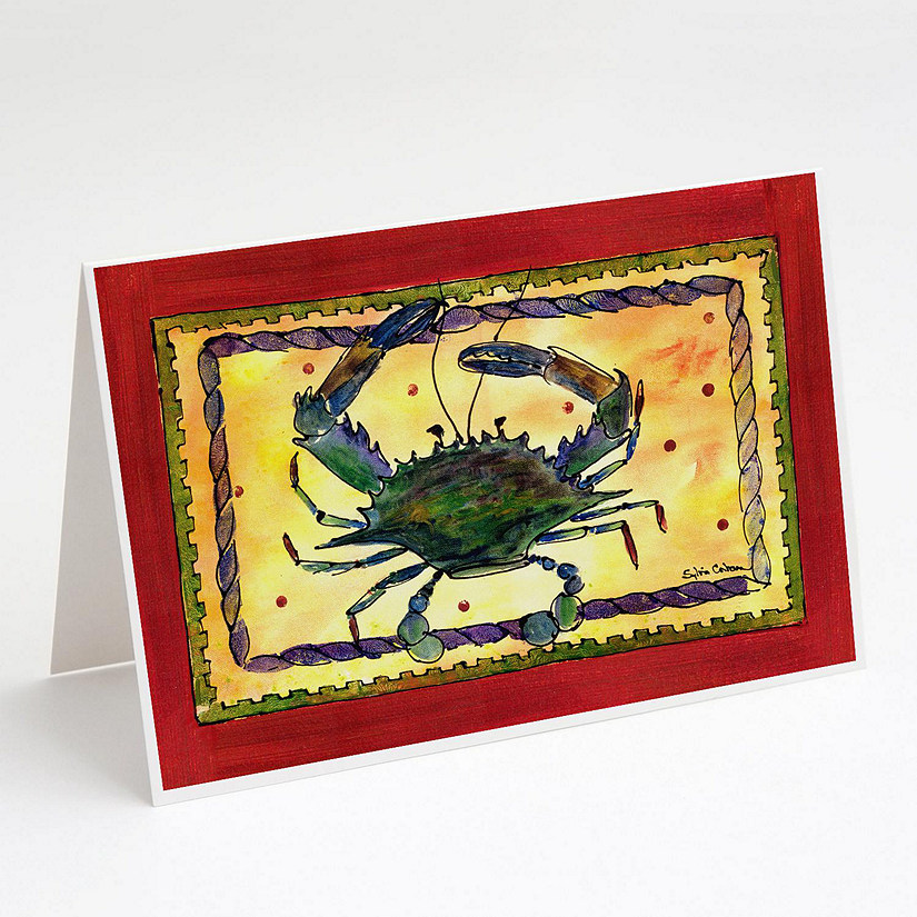 Caroline's Treasures Blue Crab rope border Greeting Cards and Envelopes Pack of 8, 7 x 5, Seafood Image