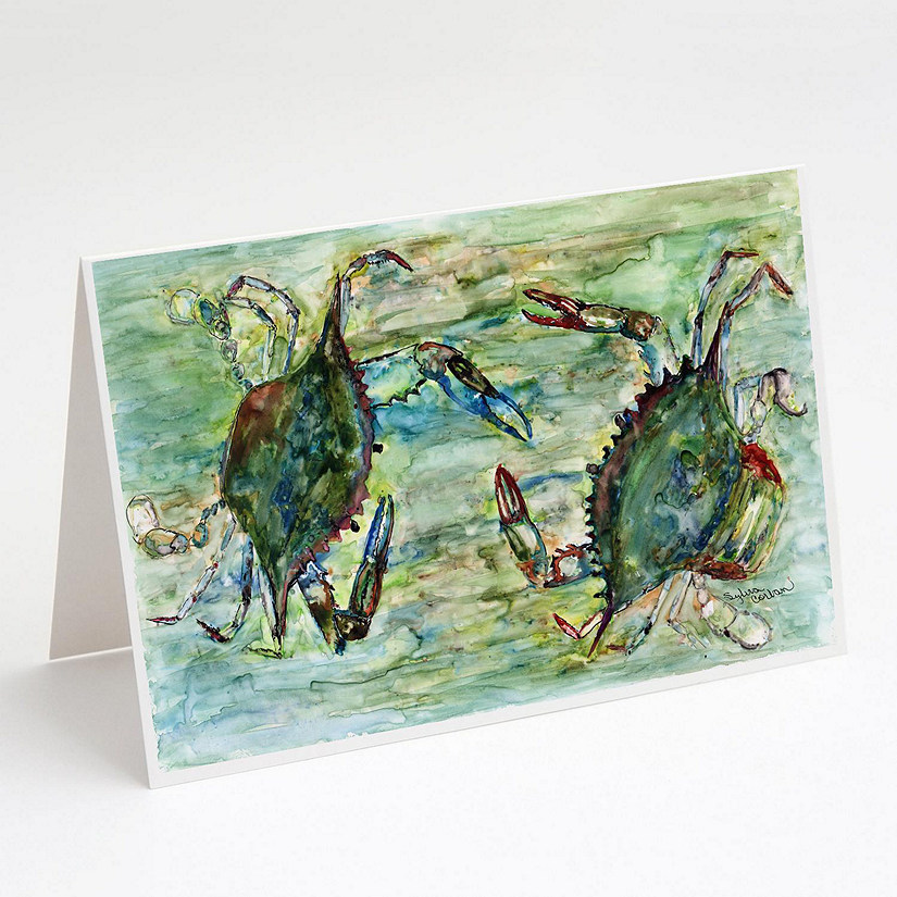 Caroline's Treasures Blue Crab Standoff Greeting Cards and Envelopes Pack of 8, 7 x 5, Seafood Image