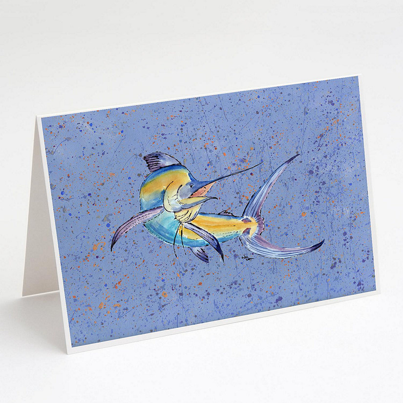 Caroline's Treasures Blue Marlin Fish Greeting Cards and Envelopes Pack of 8, 7 x 5, Fish Image