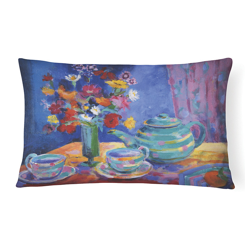 Caroline's Treasures Blue Tea by Wendy Hoile Canvas Fabric Decorative Pillow, 12 x 16, Drink Image