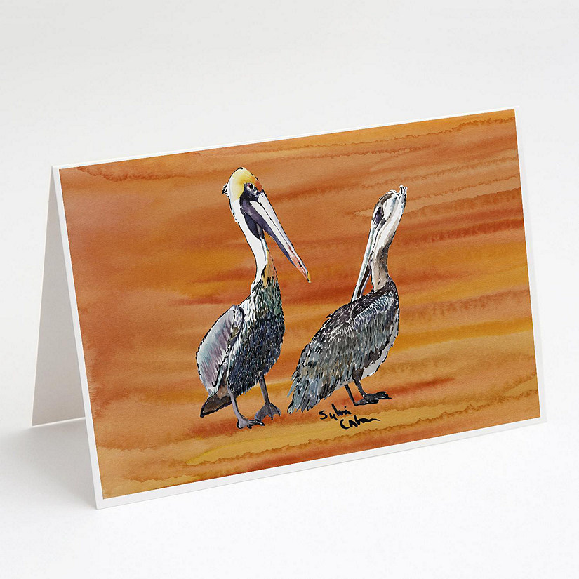 Caroline's Treasures Brown Pelican Hot and Spicy Greeting Cards and Envelopes Pack of 8, 7 x 5, Birds Image