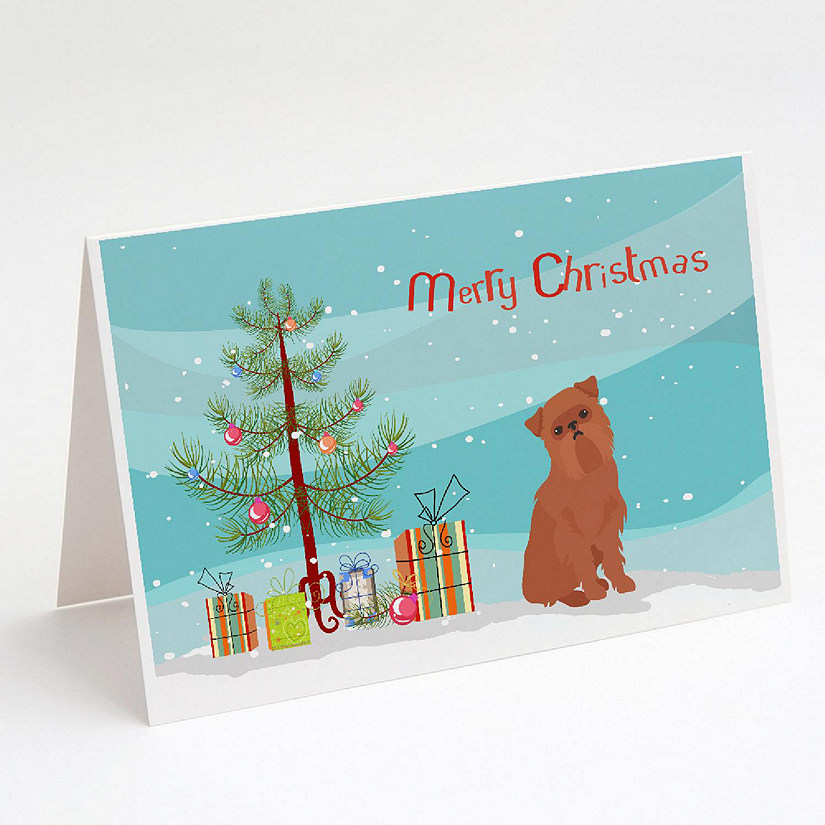 Caroline's Treasures Brussels Griffon Christmas Tree Greeting Cards and Envelopes Pack of 8, 7 x 5, Dogs Image