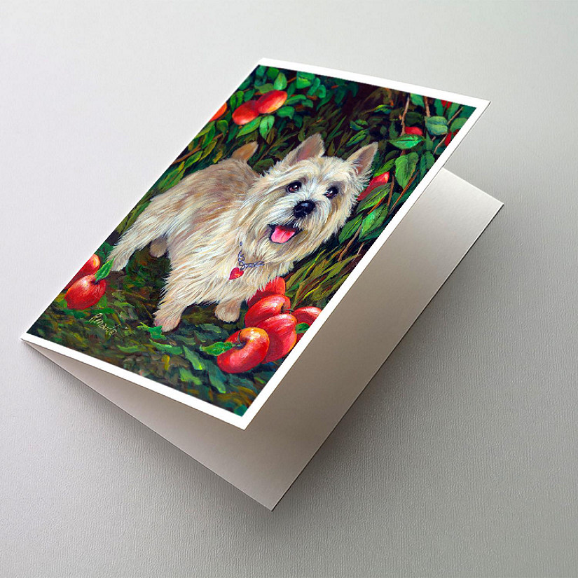 Caroline's Treasures Cairn Terrier Apples Greeting Cards and Envelopes Pack of 8, 7 x 5, Dogs Image