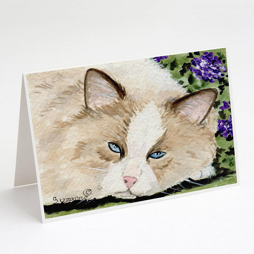 Caroline's Treasures Cat Greeting Cards and Envelopes Pack of 8, 7 x 5, Cats Image