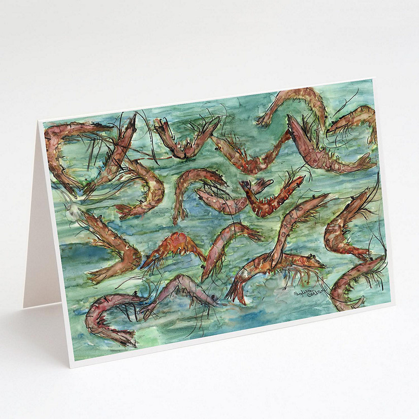 Caroline's Treasures Catch of Shrimp Greeting Cards and Envelopes Pack of 8, 7 x 5, Seafood Image