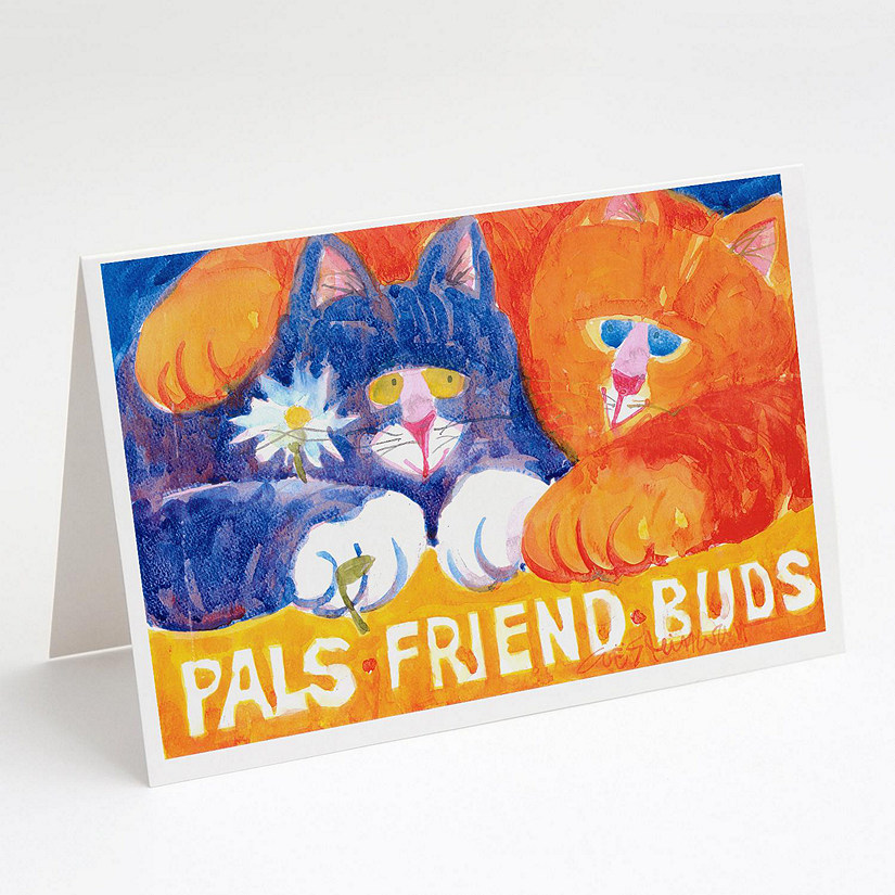 Caroline's Treasures Cats Pals Friends Buds Greeting Cards and Envelopes Pack of 8, 7 x 5, Cats Image