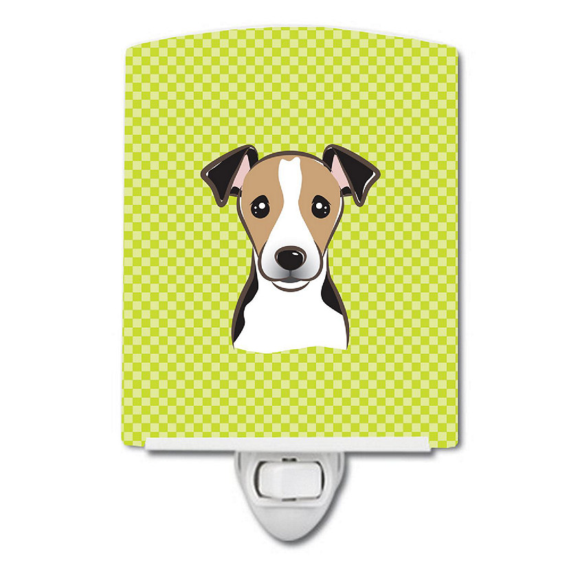 Caroline's Treasures Checkerboard Lime Green Jack Russell Terrier Ceramic Night Light, 4 x 6, Dogs Image