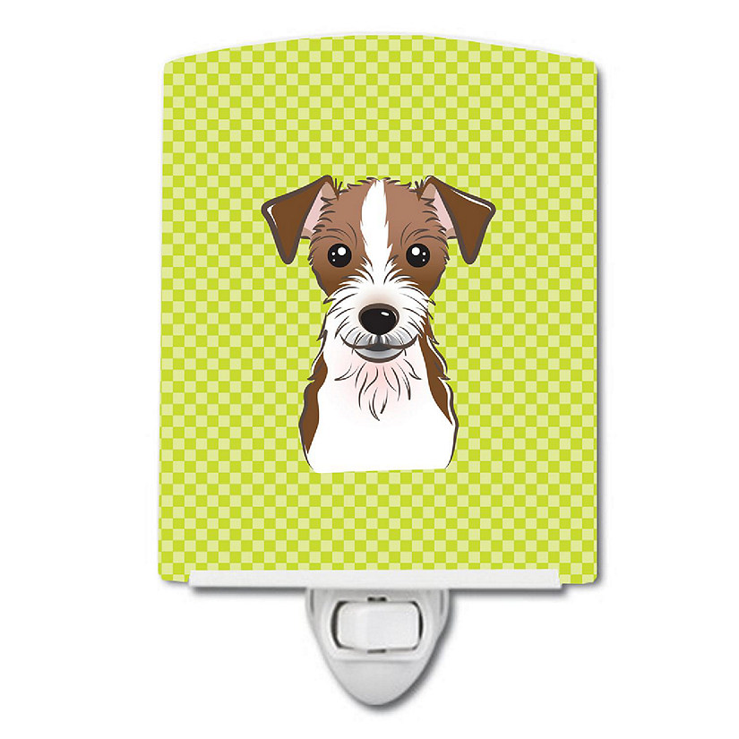 Caroline's Treasures Checkerboard Lime Green Jack Russell Terrier Ceramic Night Light, 4 x 6, Dogs Image