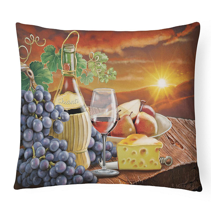 Caroline's Treasures Chianti, Pears, Wine and Cheese Canvas Fabric Decorative Pillow, 12 x 16, Drink Image