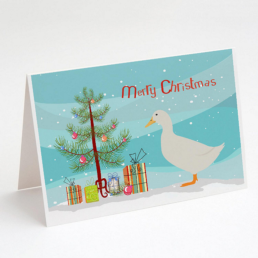 Caroline's Treasures Christmas, American Pekin Duck Christmas Greeting Cards and Envelopes Pack of 8, 7 x 5, Birds Image