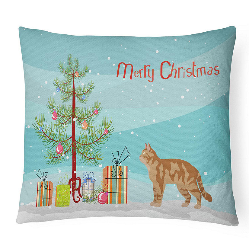 Caroline's Treasures Christmas, American Wirehair #2 Cat Merry Christmas Canvas Fabric Decorative Pillow, 12 x 16, Cats Image