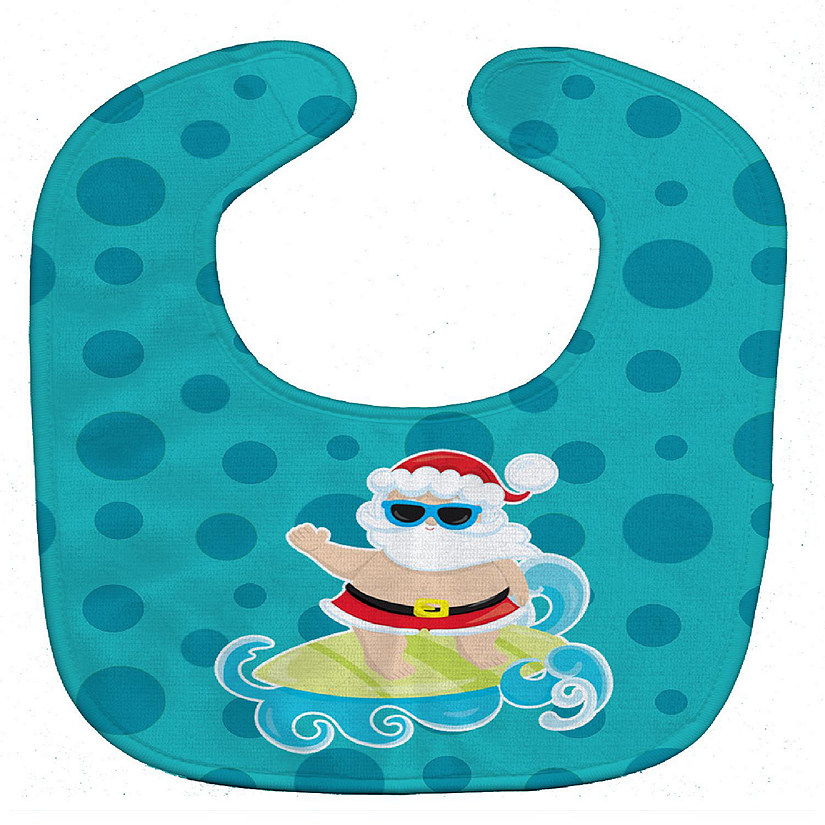 Caroline's Treasures Christmas, Beach Santa Claus Surfer #1 Baby Bib, 10 x 13, Nautical Image