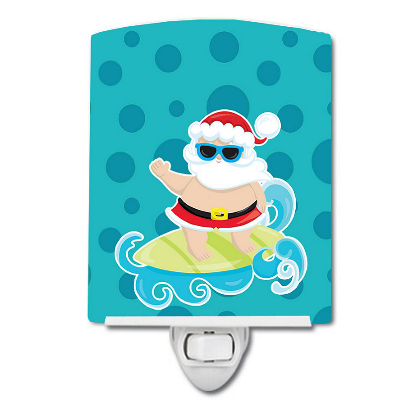 Caroline's Treasures Christmas, Beach Santa Claus Surfer #1 Ceramic Night Light, 4 x 6, Nautical Image
