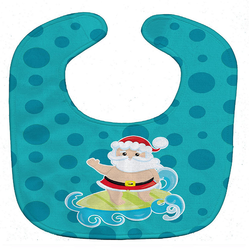 Caroline's Treasures Christmas, Beach Santa Claus Surfer #2 Baby Bib, 10 x 13, Nautical Image