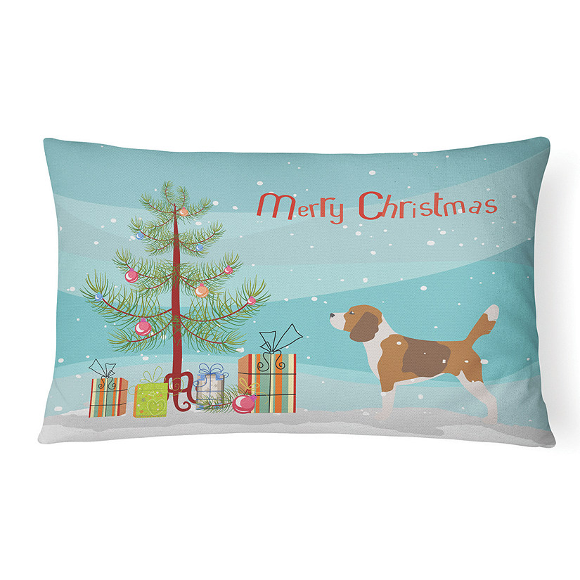 Caroline's Treasures, Christmas, Beagle Merry Christmas Tree Canvas Fabric Decorative Pillow, 12 x 16, Dogs Image