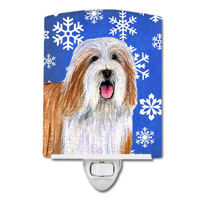 Caroline's Treasures Christmas, Bearded Collie Winter Snowflakes Holiday Ceramic Night Light, 4 x 6, Dogs Image