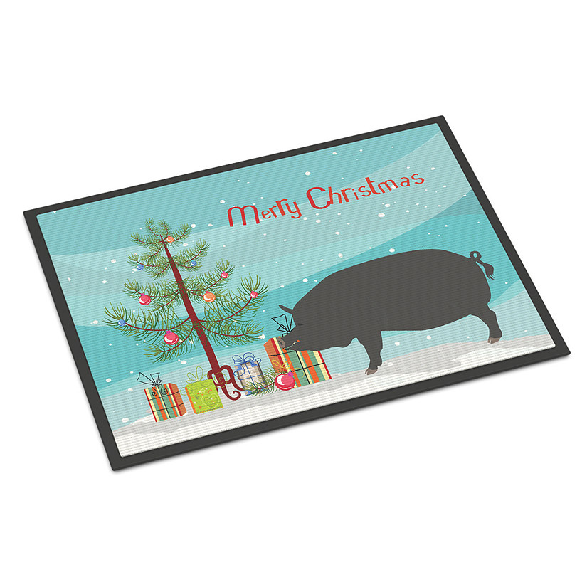 Caroline's Treasures, Christmas, Berkshire Pig Christmas Indoor or Outdoor Mat 24x36, 36 x 24, Farm Animals Image