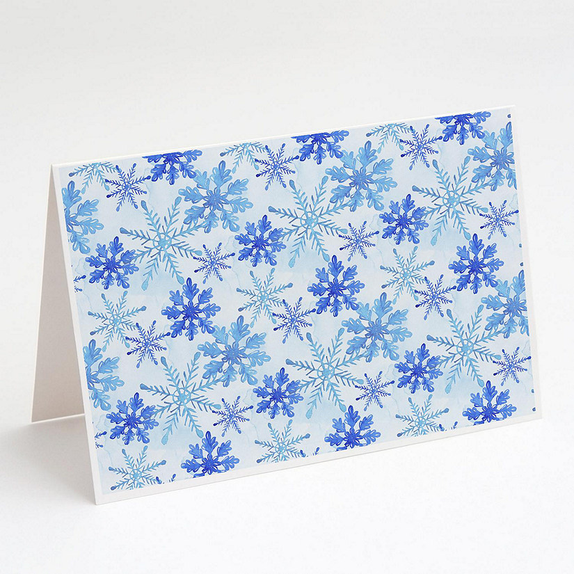 Caroline's Treasures Christmas, Blue Snowflakes Watercolor Greeting Cards and Envelopes Pack of 8, 7 x 5, Image