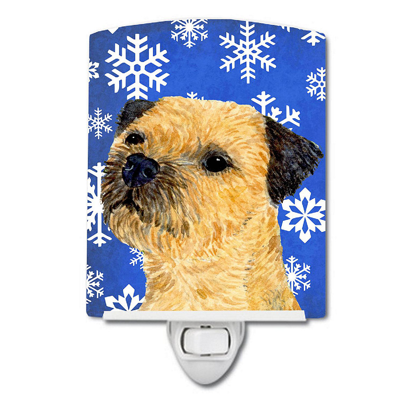 Caroline's Treasures Christmas, Border Terrier Winter Snowflakes Holiday Ceramic Night Light, 4 x 6, Dogs Image
