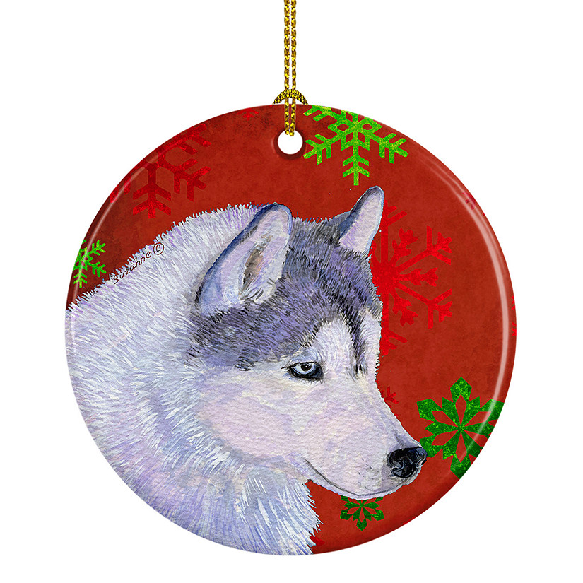 Caroline's Treasures, Christmas Ceramic Ornament, Dogs, Siberian Husky, 2.8x2.8 Image