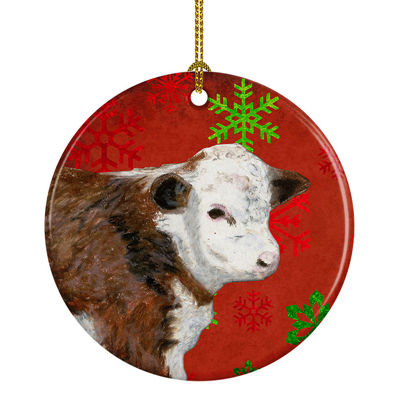 Caroline's Treasures, Christmas Ceramic Ornament, Farm Animals, Cow, 2.8x2.8 Image