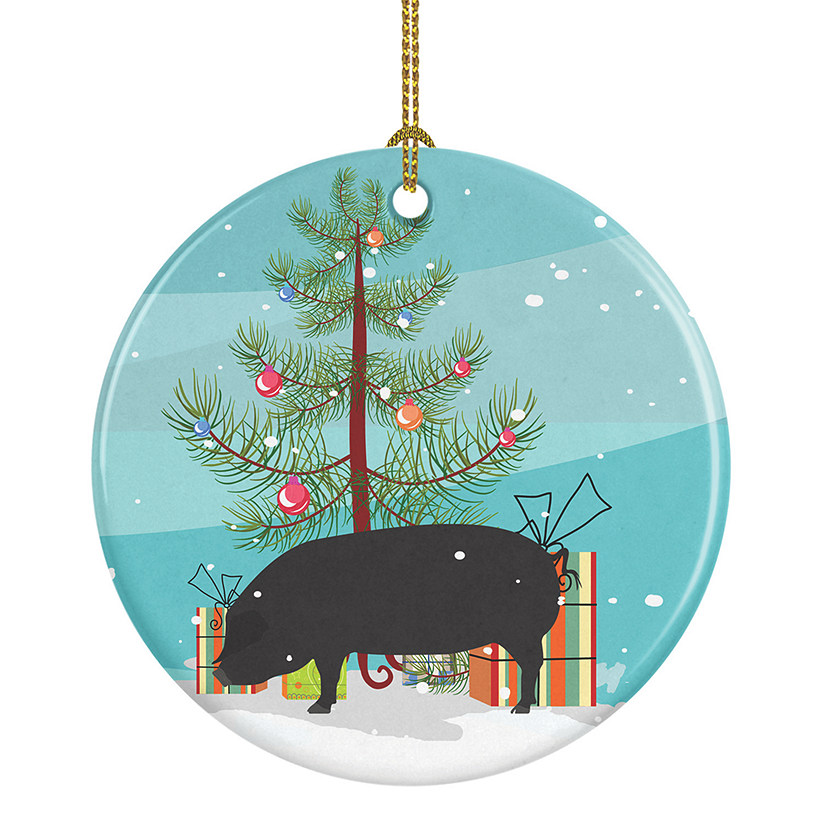 Caroline's Treasures, Christmas Ceramic Ornament, Farm Animals, Devon Large Black Pig, 2.8x2.8 Image