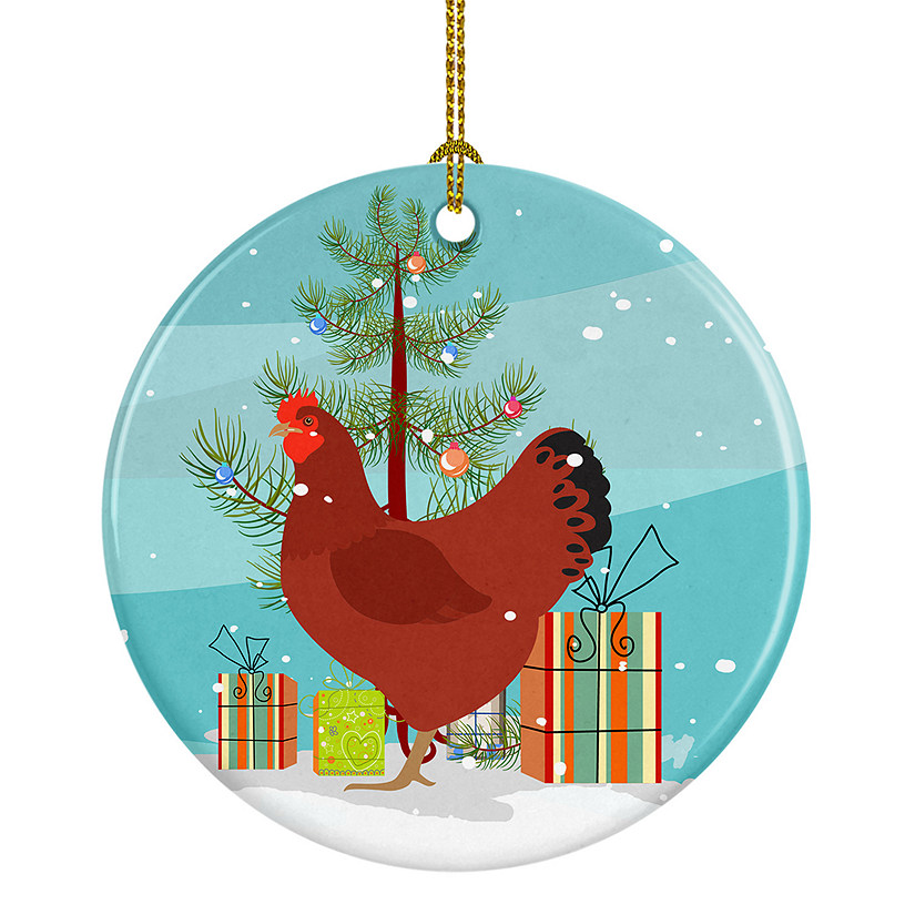 Caroline's Treasures, Christmas Ceramic Ornament, Farm Animals, New Hampshire Red Chicken, 2.8x2.8 Image