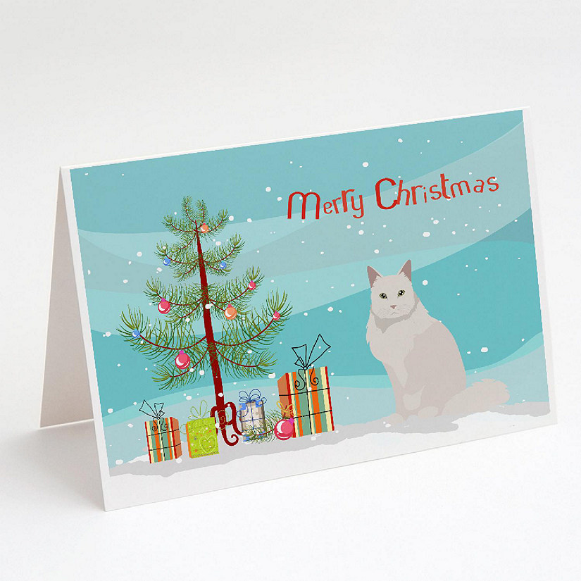 Caroline's Treasures Christmas, Chantilly Tiffany Cat Merry Christmas Greeting Cards and Envelopes Pack of 8, 7 x 5, Cats Image