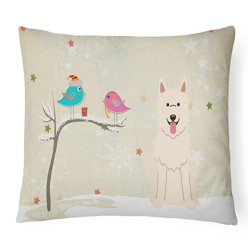 Caroline's Treasures Christmas, Christmas Presents between Friends German Shepherd - White Canvas Fabric Decorative Pillow, 12 x 16, Dogs Image
