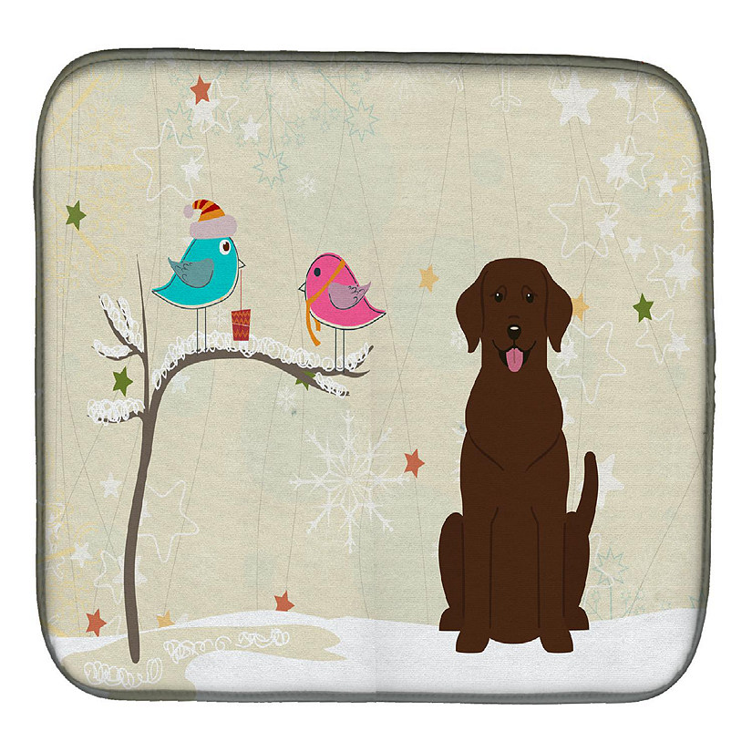 Caroline's Treasures Christmas, Christmas Presents between Friends Labrador Retriever - Chocolate Dish Drying Mat, 14 x 21, Dogs Image