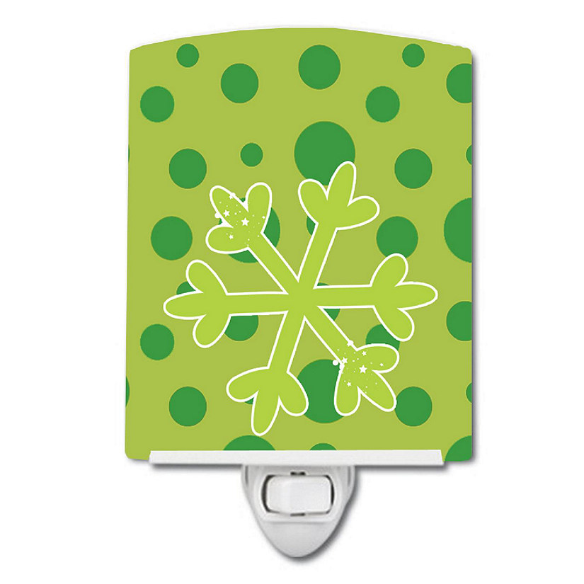 Caroline's Treasures Christmas, Christmas Snowflake Green Ceramic Night Light, 4 x 6, Image