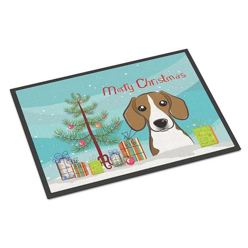 Caroline's Treasures, Christmas, Christmas Tree and Beagle Indoor or Outdoor Mat 24x36, 36 x 24, Dogs Image